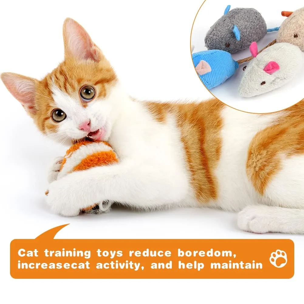 Adiwo Set di 9 Topi di Peluche con Erba Gatta per Gatti - immagine 3