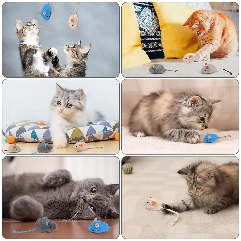 Adiwo Set di 9 Topi di Peluche con Erba Gatta per Gatti - immagine 5
