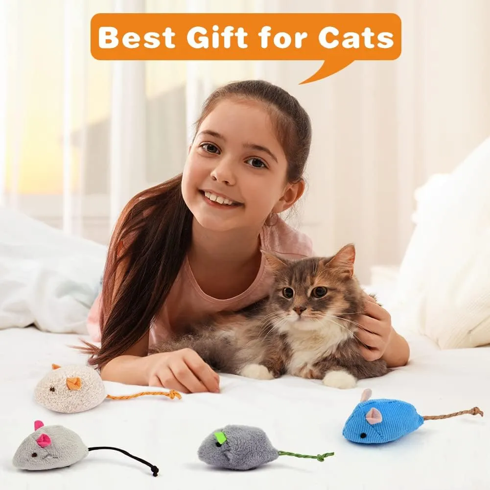 Adiwo Set di 9 Topi di Peluche con Erba Gatta per Gatti - immagine 6