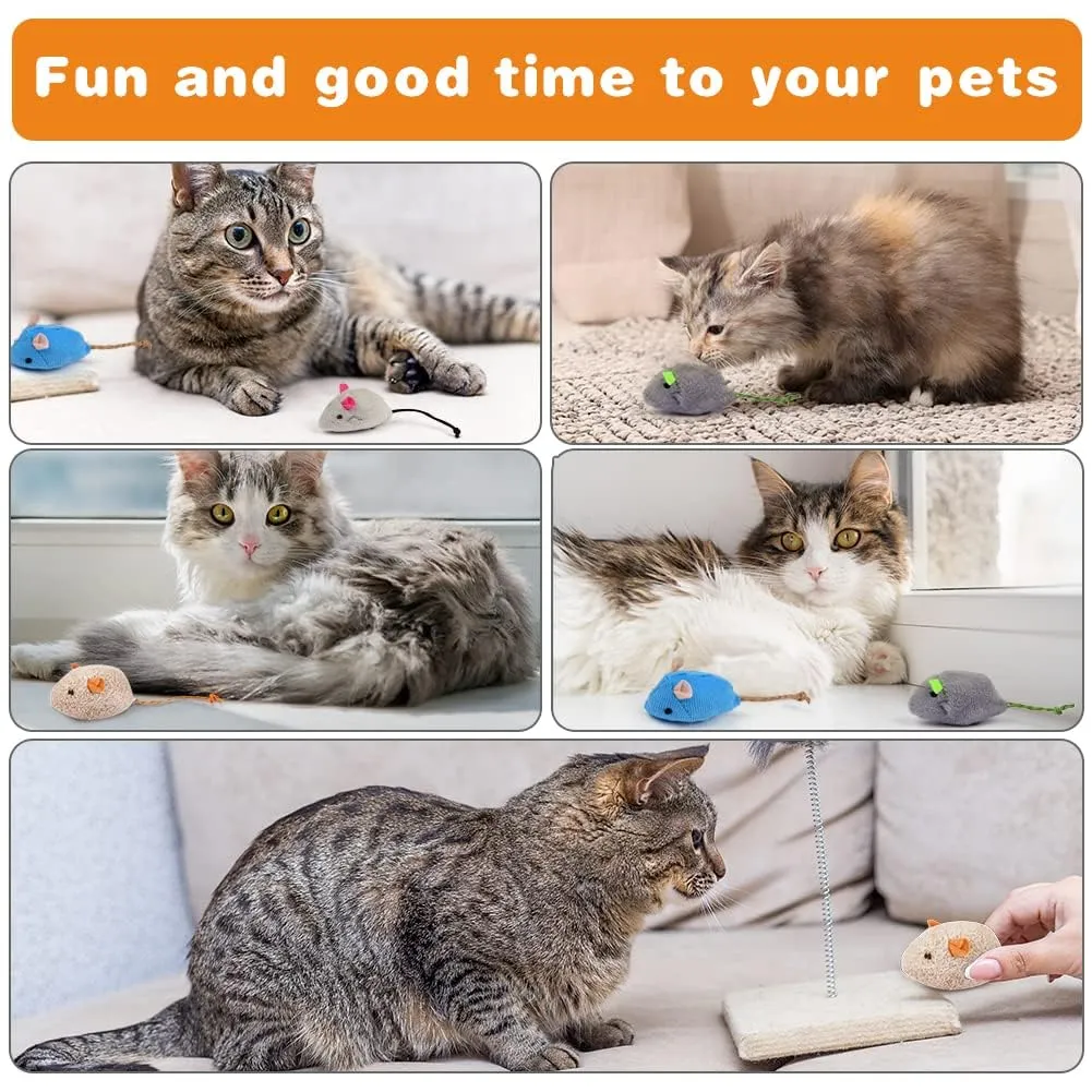 Adiwo Set di 9 Topi di Peluche con Erba Gatta per Gatti - immagine 7