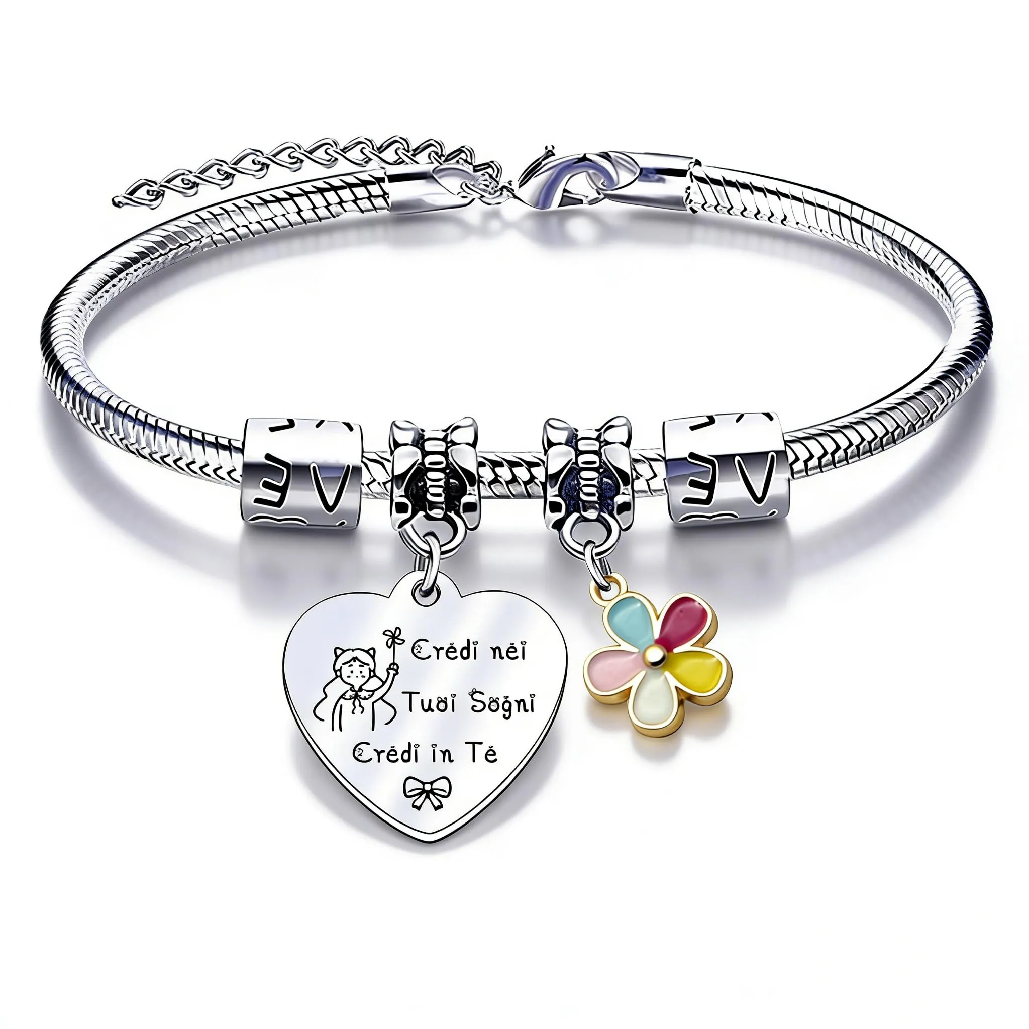 QTQTLP Bracciale Amicizia in Acciaio Inossidabile con Cristallo Rosa per Donna e Ragazza (12) - immagine 1