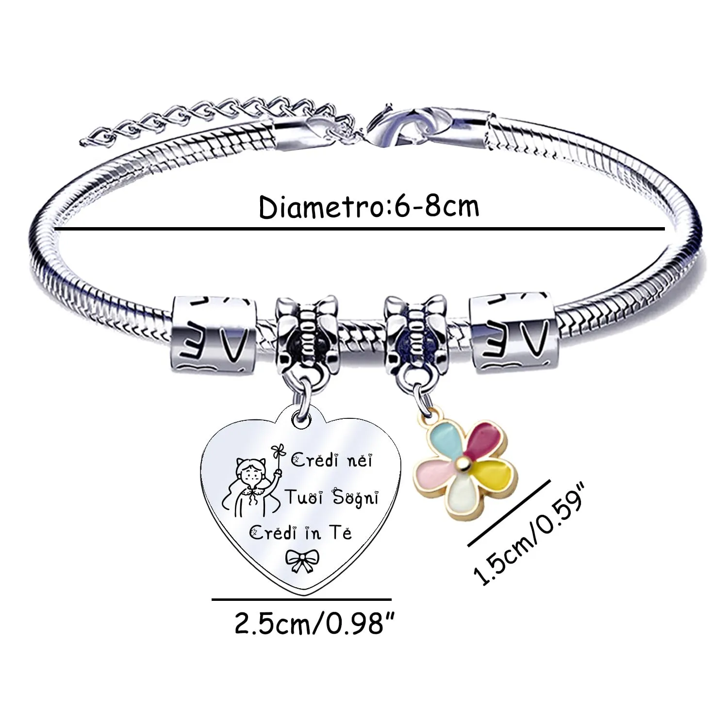 QTQTLP Bracciale Amicizia in Acciaio Inossidabile con Cristallo Rosa per Donna e Ragazza (12) - immagine 2