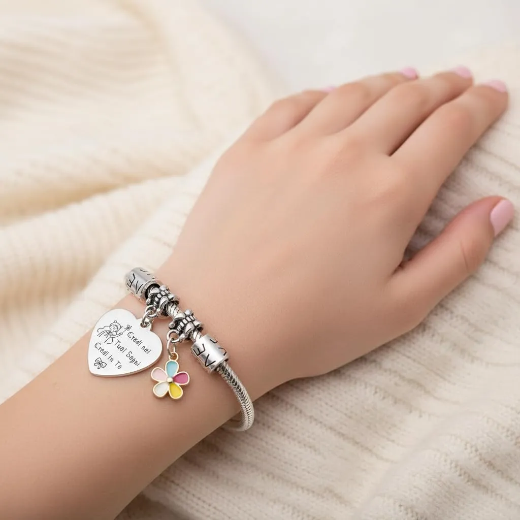 QTQTLP Bracciale Amicizia in Acciaio Inossidabile con Cristallo Rosa per Donna e Ragazza (12) - immagine 7