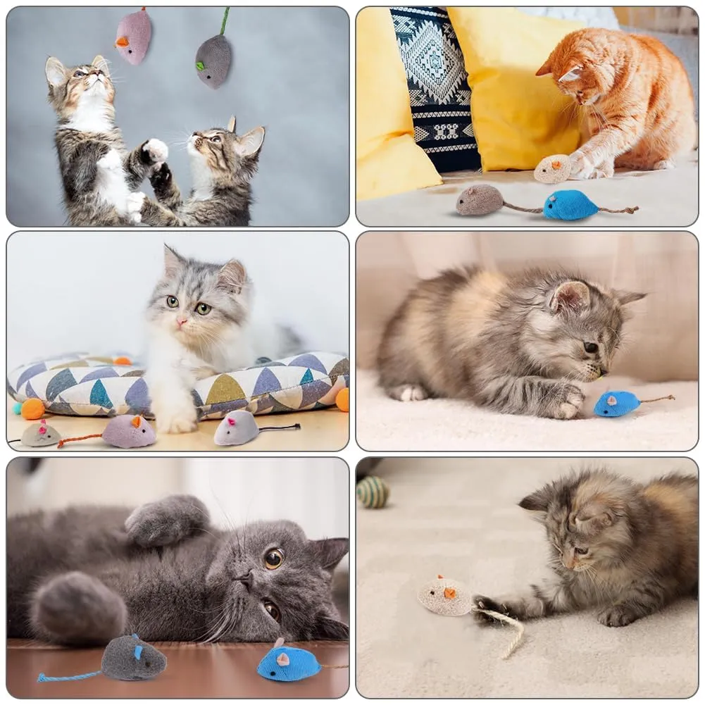 Adiwo Set di 12 Topi di Peluche con Erba Gatta per Gatti - immagine 6