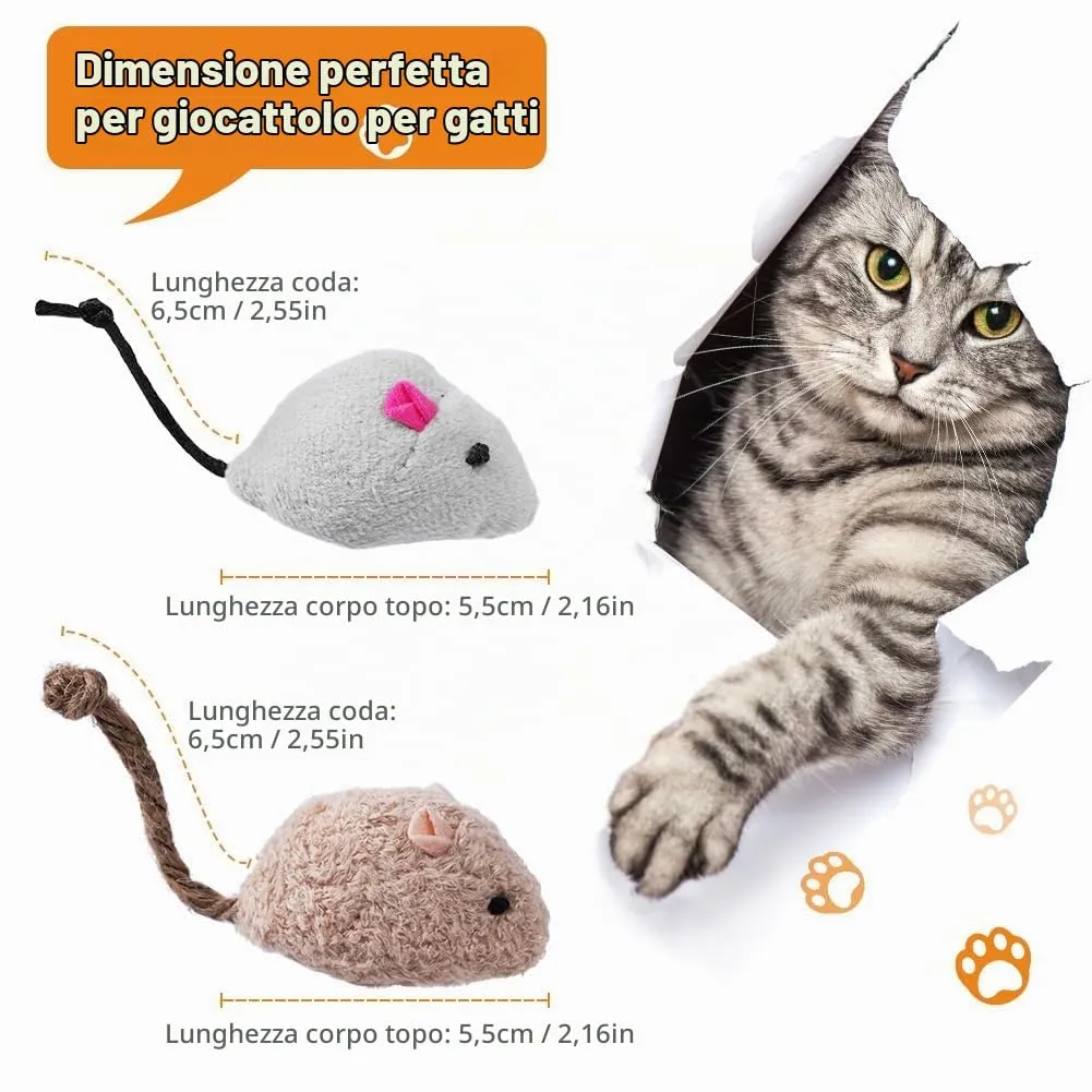 Adiwo Set di 24 Topi di Peluche con Erba Gatta per Gatti - immagine 3