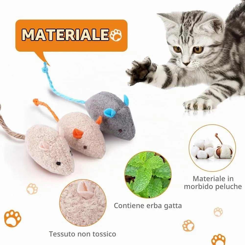 Adiwo Set di 24 Topi di Peluche con Erba Gatta per Gatti - immagine 4