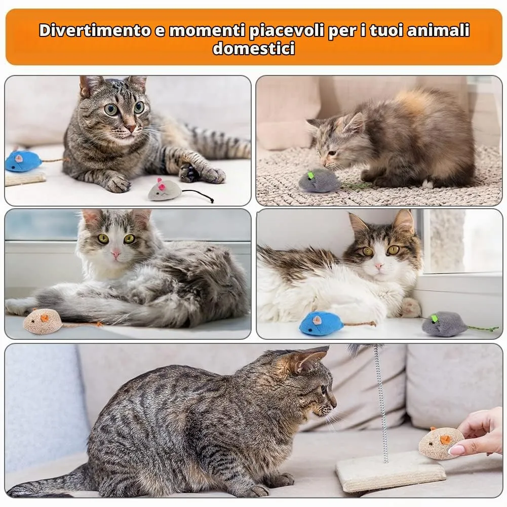 Adiwo Set di 24 Topi di Peluche con Erba Gatta per Gatti - immagine 5