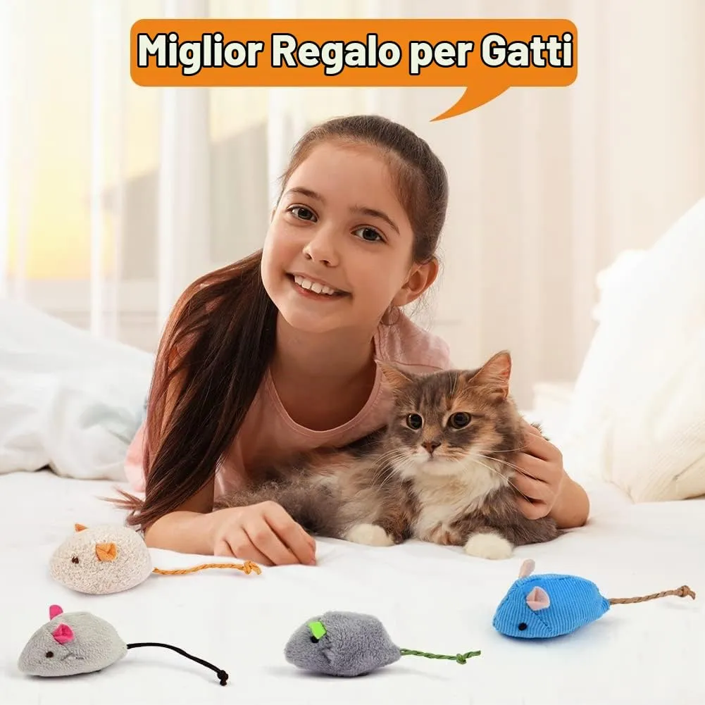 Adiwo Set di 24 Topi di Peluche con Erba Gatta per Gatti - immagine 6