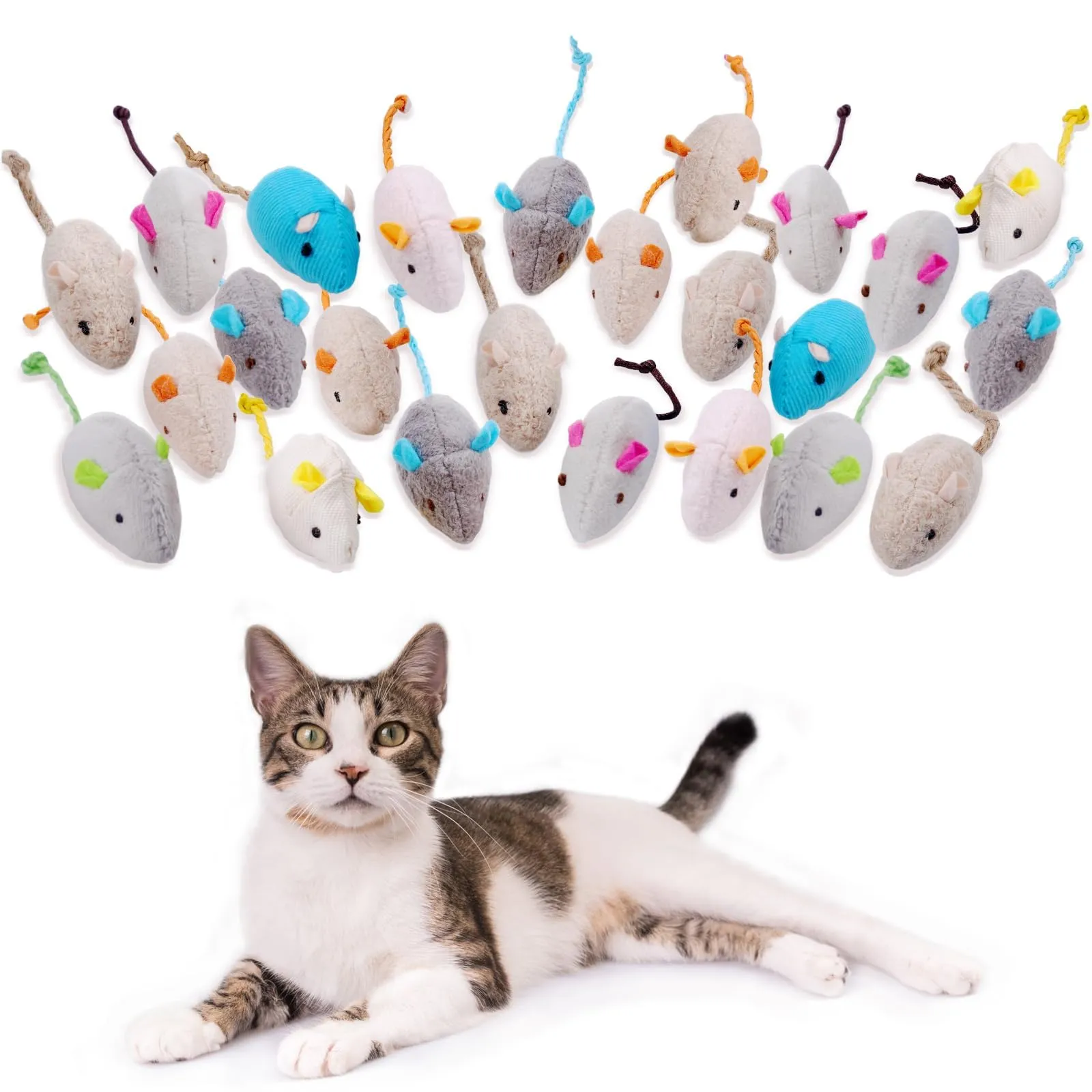 Adiwo Set di 24 Topi di Peluche con Erba Gatta per Gatti - immagine 8