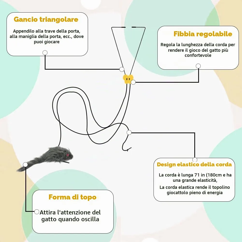 Adiwo Giocattoli per Gatti da Appendere alla Porta, Set da 2 Pezzi, Interattivi e Regolabili - immagine 4