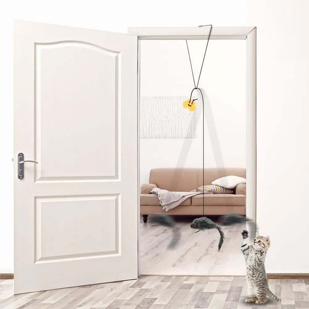 Adiwo Giocattoli per Gatti da Appendere alla Porta, Set da 2 Pezzi, Interattivi e Regolabili - immagine 7