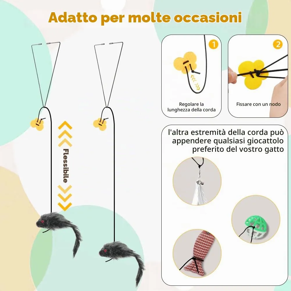 Adiwo Giocattoli per Gatti da Appendere alla Porta, Set da 2 Pezzi, Interattivi e Regolabili - immagine 8
