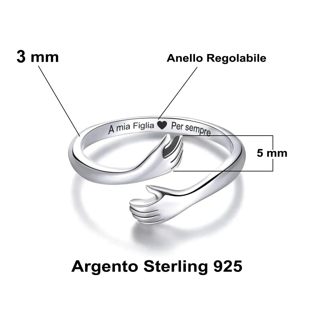 Bramart Anello Donna A mia Figlia in Argento Sterling 925 Regolabile - immagine 7
