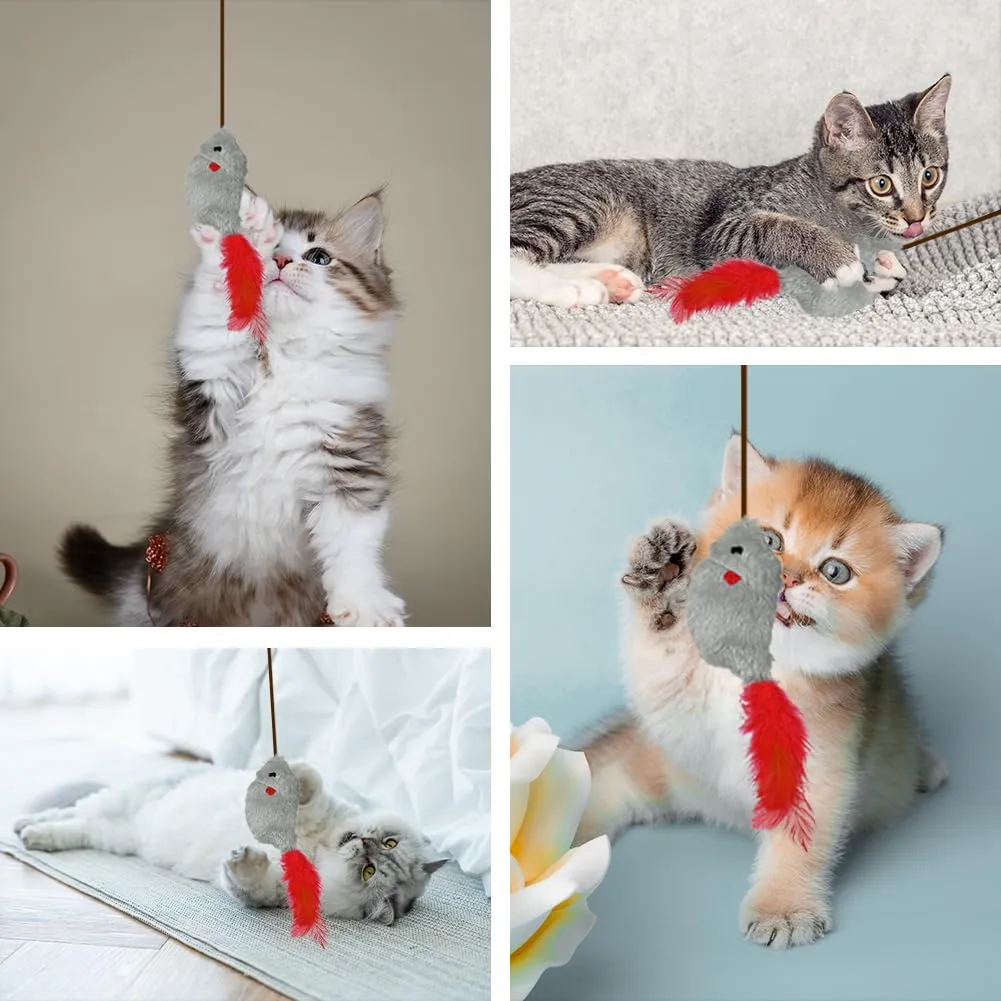 Adiwo Giocattolo per Gatti Autooccupato, Peluche Realistico che Cigola, Set da 3 Pezzi Interattivi per Caccia ed Esercizio - immagine 8