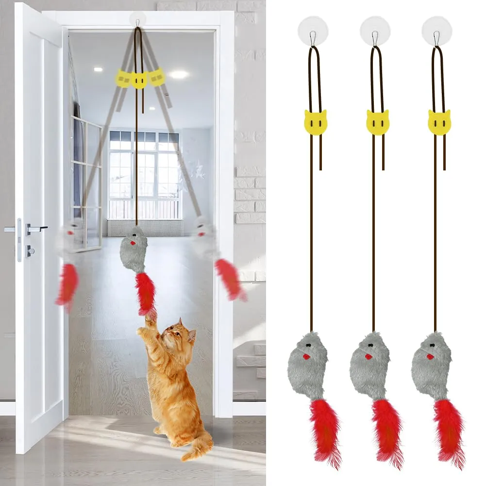 Adiwo Giocattolo per Gatti Autooccupato, Peluche Realistico che Cigola, Set da 3 Pezzi Interattivi per Caccia ed Esercizio - immagine 9