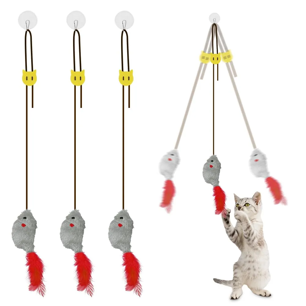 Adiwo Giocattolo per Gatti Autooccupato, Peluche Realistico che Cigola, Set da 3 Pezzi Interattivi per Caccia ed Esercizio - immagine 10