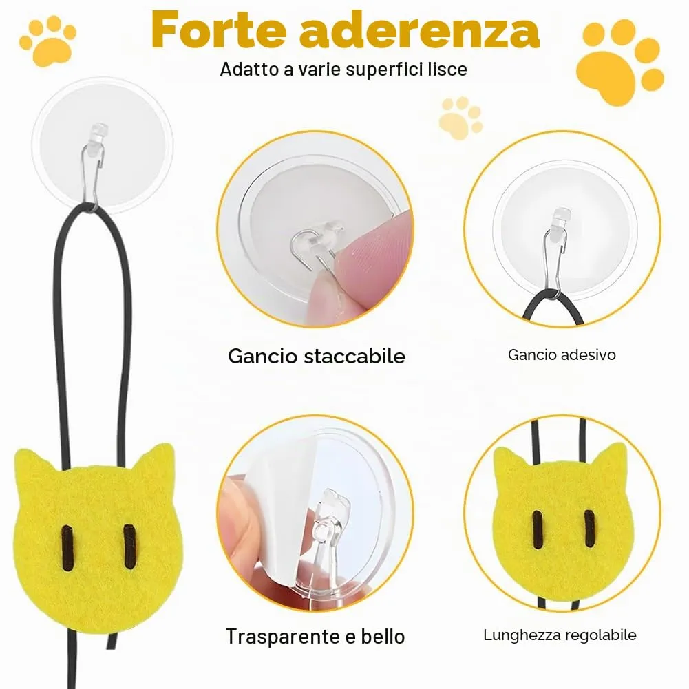Adiwo Set di 3 Giocattoli Interattivi per Gatti, Peluche a Forma di Topo con Effetti Sonori e Cordino Elastico Regolabile - immagine 3