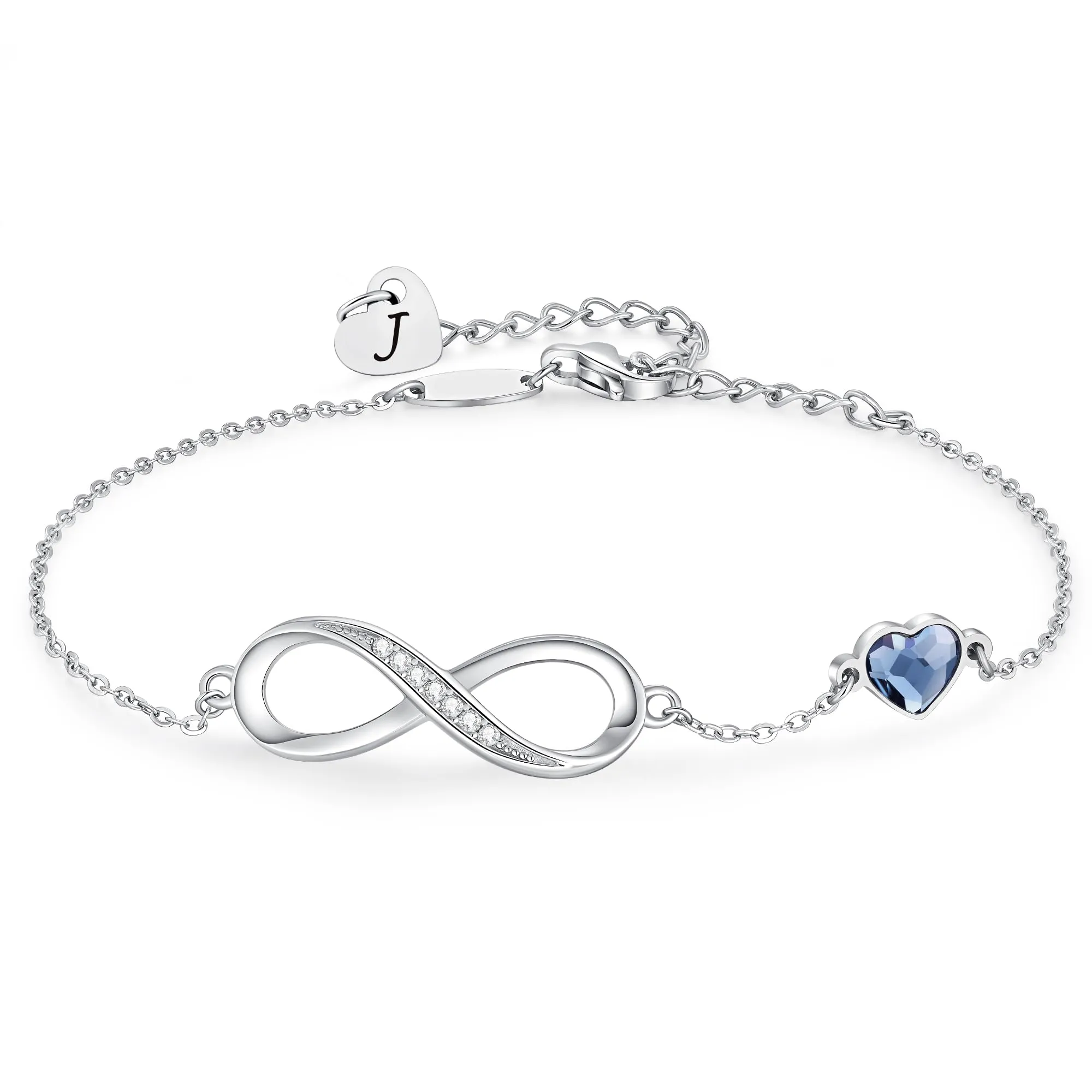 LOUISA SECRET Bracciale Donna Argento 925 Infinito e Cuore con Zirconi (J, Acciaio inossidabile) - immagine 1