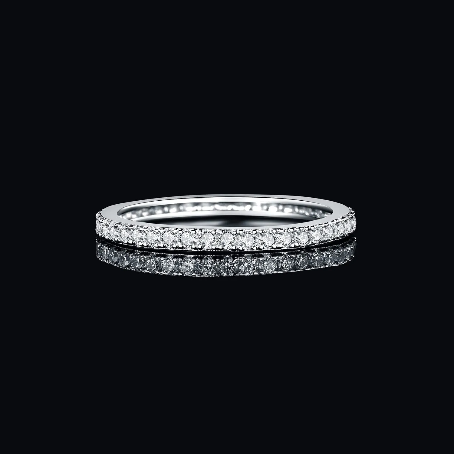 JewelryPalace Anello Eternity Donna in Oro Bianco 14K con Moissanite Taglio Rotondo, Misura 11.5 - immagine 3