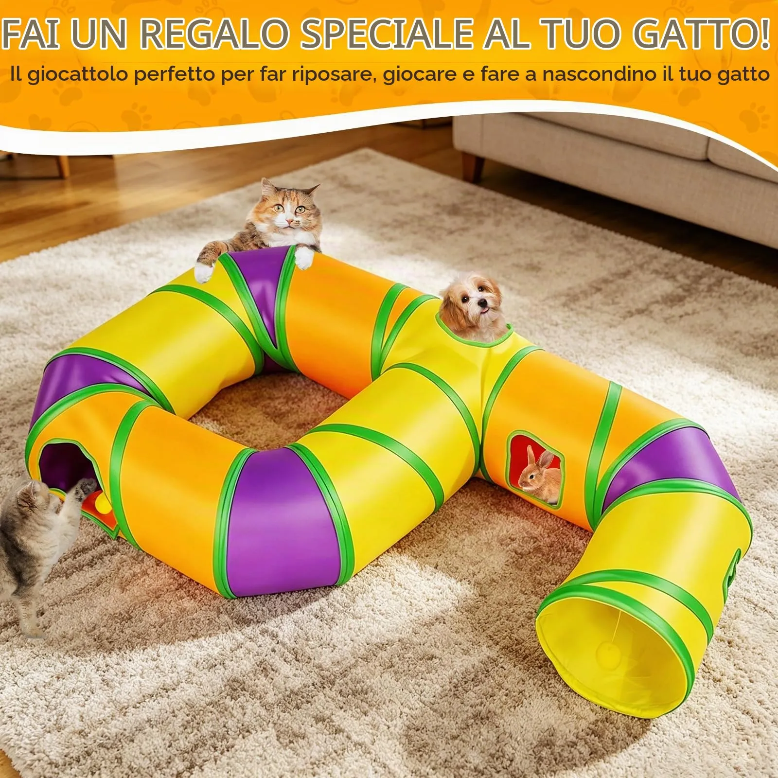 UGBO Tunnel Giochi Pieghevole Interattivo per Gatti, Cani di Piccola Taglia e Conigli - Stile 3 - immagine 2