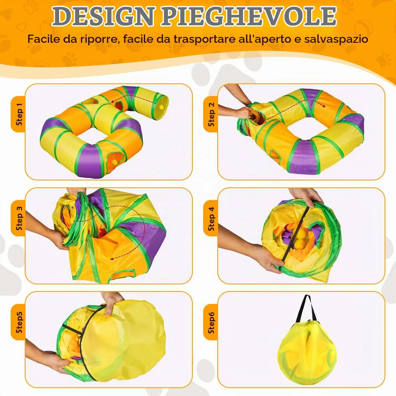 UGBO Tunnel Giochi Pieghevole Interattivo per Gatti, Cani di Piccola Taglia e Conigli - Stile 3 - immagine 5