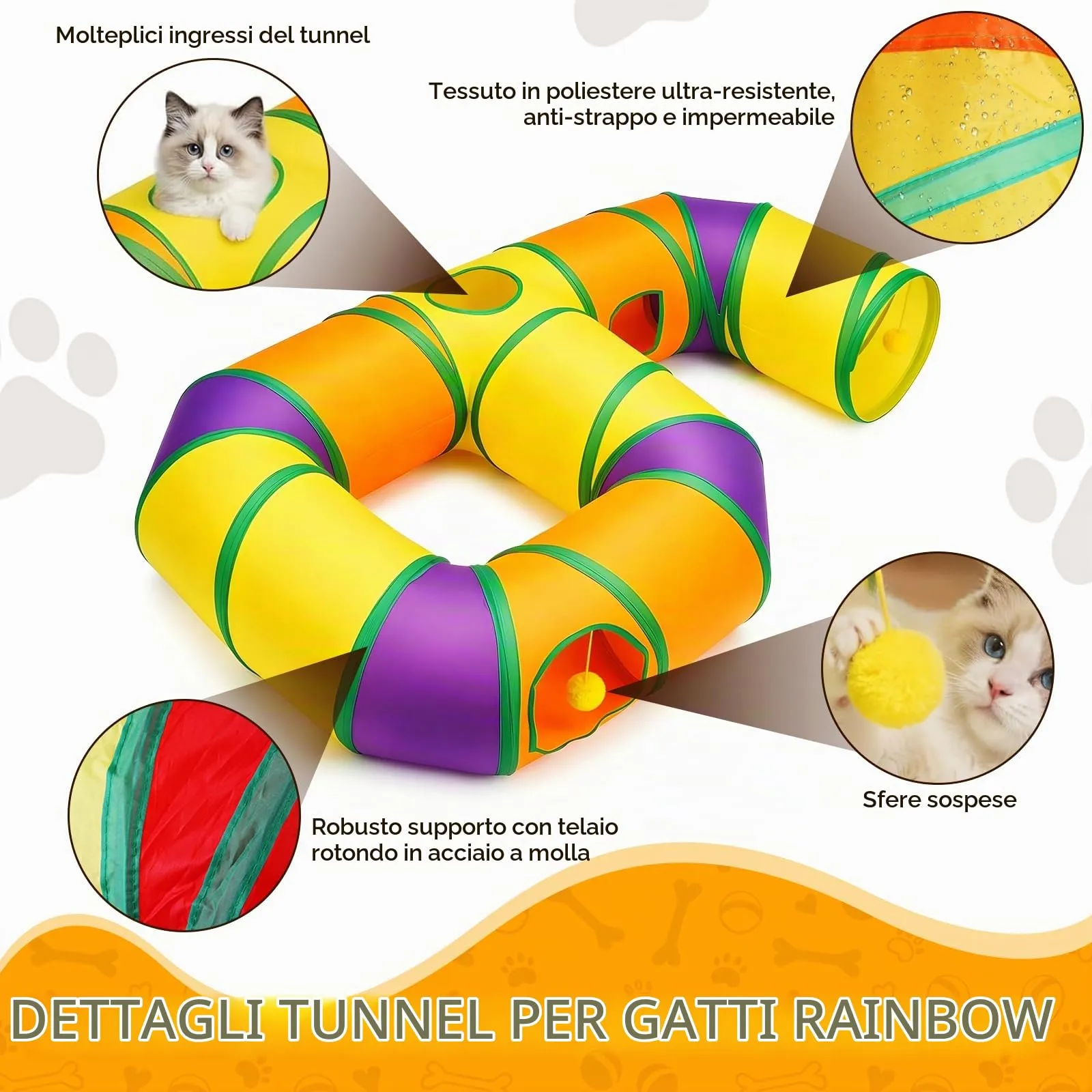 UGBO Tunnel Giochi Pieghevole Interattivo per Gatti, Cani di Piccola Taglia e Conigli - Stile 3 - immagine 6