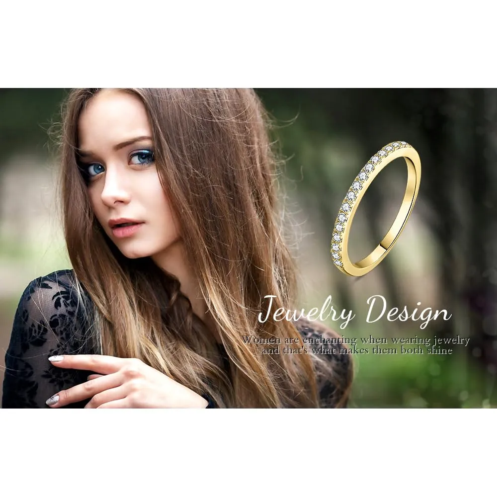 JewelryPalace Anello Half Eternity Donna Placcato Oro Giallo 14K con Moissanite Taglio Rotondo, Misura 19.5 - immagine 6