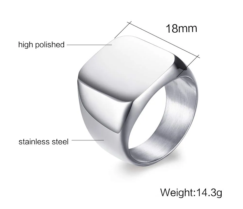 Vnox Anello con Sigillo Personalizzato per Uomo in Acciaio Inox 316L RC-294S10-PHOTO - immagine 2