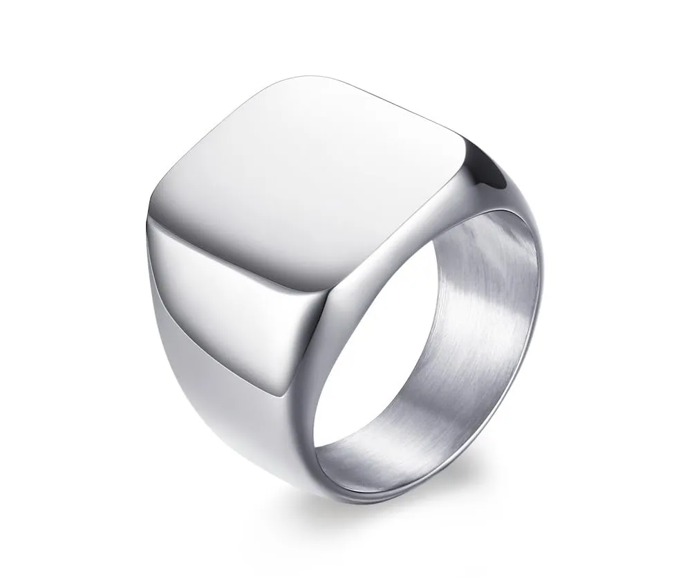 Vnox Anello con Sigillo Personalizzato in Acciaio Inox 316L RC-294S12-PHOTO - immagine 1