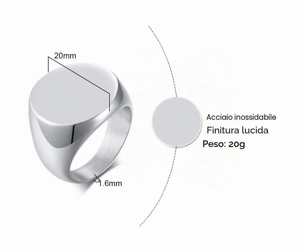 Vnox Anello con Sigillo Uomo Personalizzato in Acciaio Inox RC-430S13-PHOTO - immagine 2