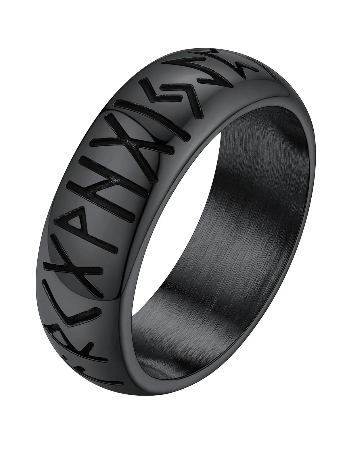 Supcare Anello Antistress Uomo in Acciaio Inossidabile, Anello Vichingo Nero, Misura 14,5 Circonferenza 54.4 mm - immagine 1