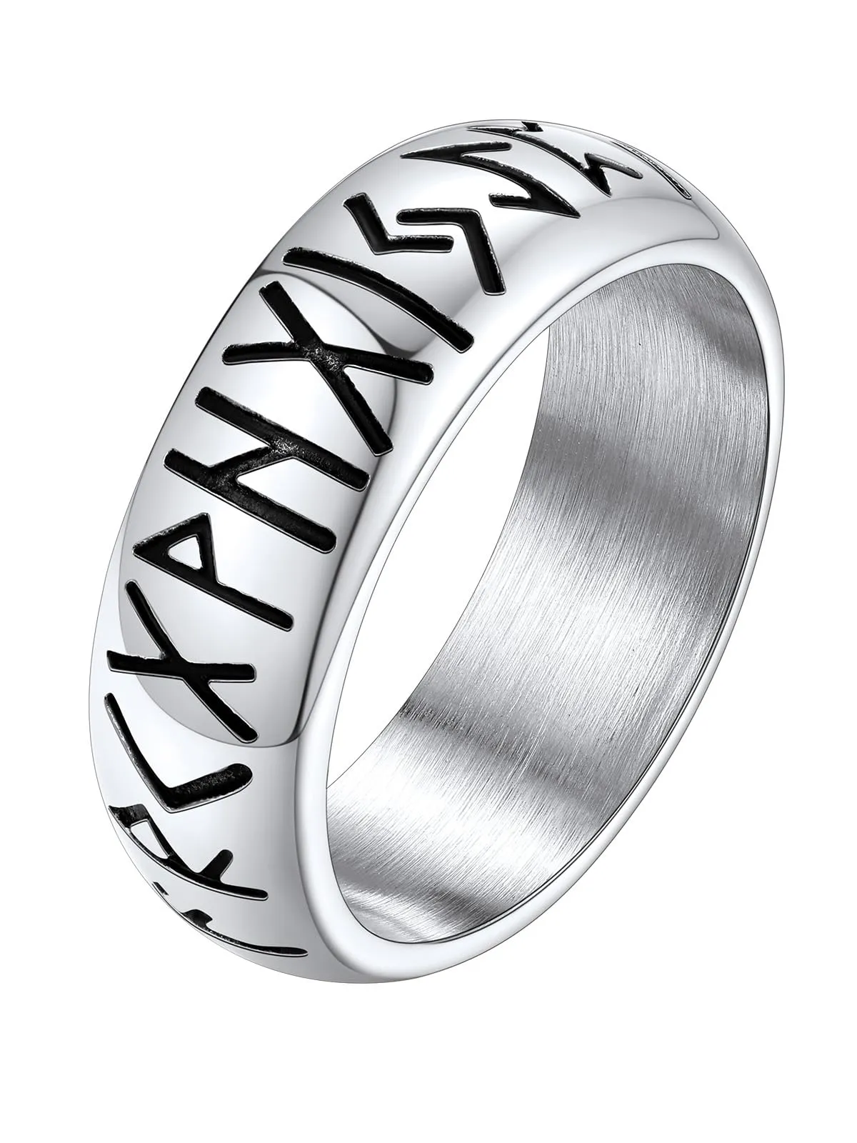 Supcare Anello Antistress Uomo in Acciaio Inossidabile, Argento, Stile Vichingo, Misura 19,75 Circonferenza 59.5 mm - immagine 1