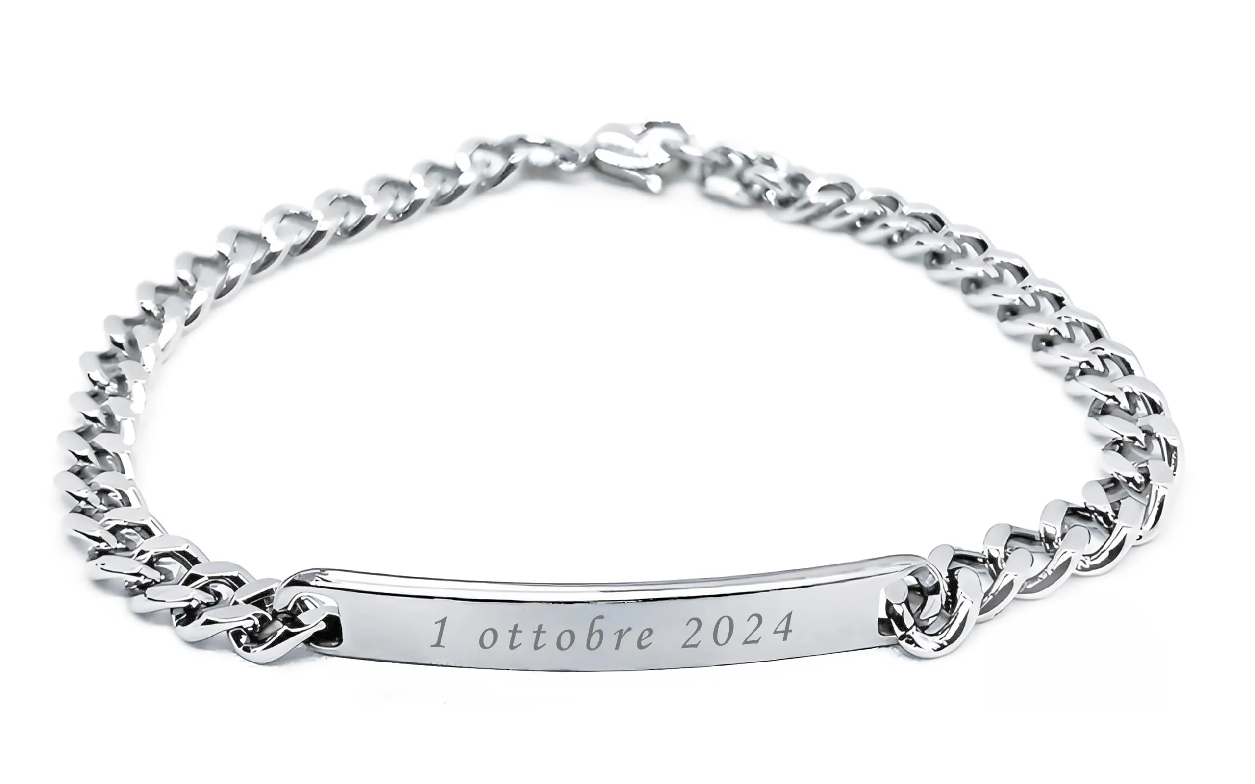 ByClay Laboratory Braccialetto con Piastrina Personalizzabile in Acciaio Inossidabile per Uomo e Donna - immagine 2