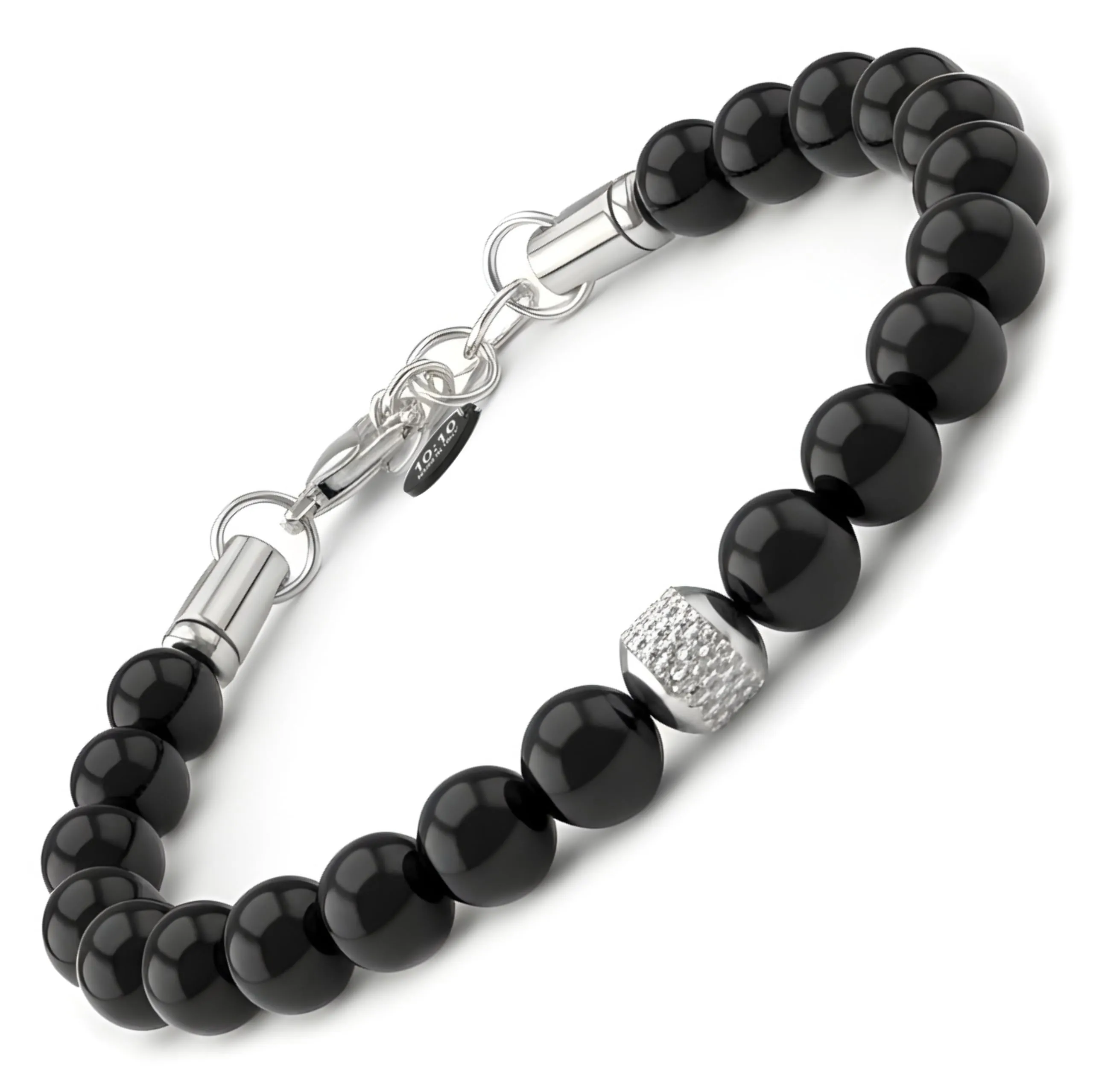 10:10 Bracciale Uomo in Pietre Naturali Tormalina Nera 8mm - Made in Italy - immagine 1