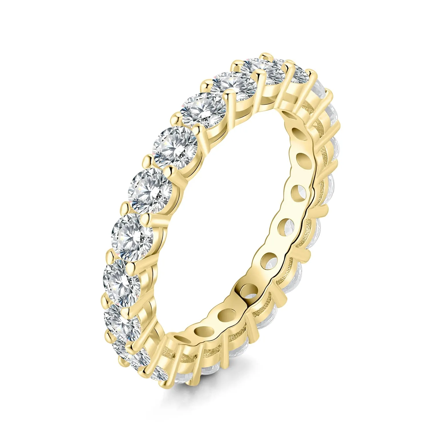 JewelryPalace Anello Eterno Donna in Oro Giallo 14K con Moissanite, Taglio Rotondo, Misura 9.5 - immagine 1