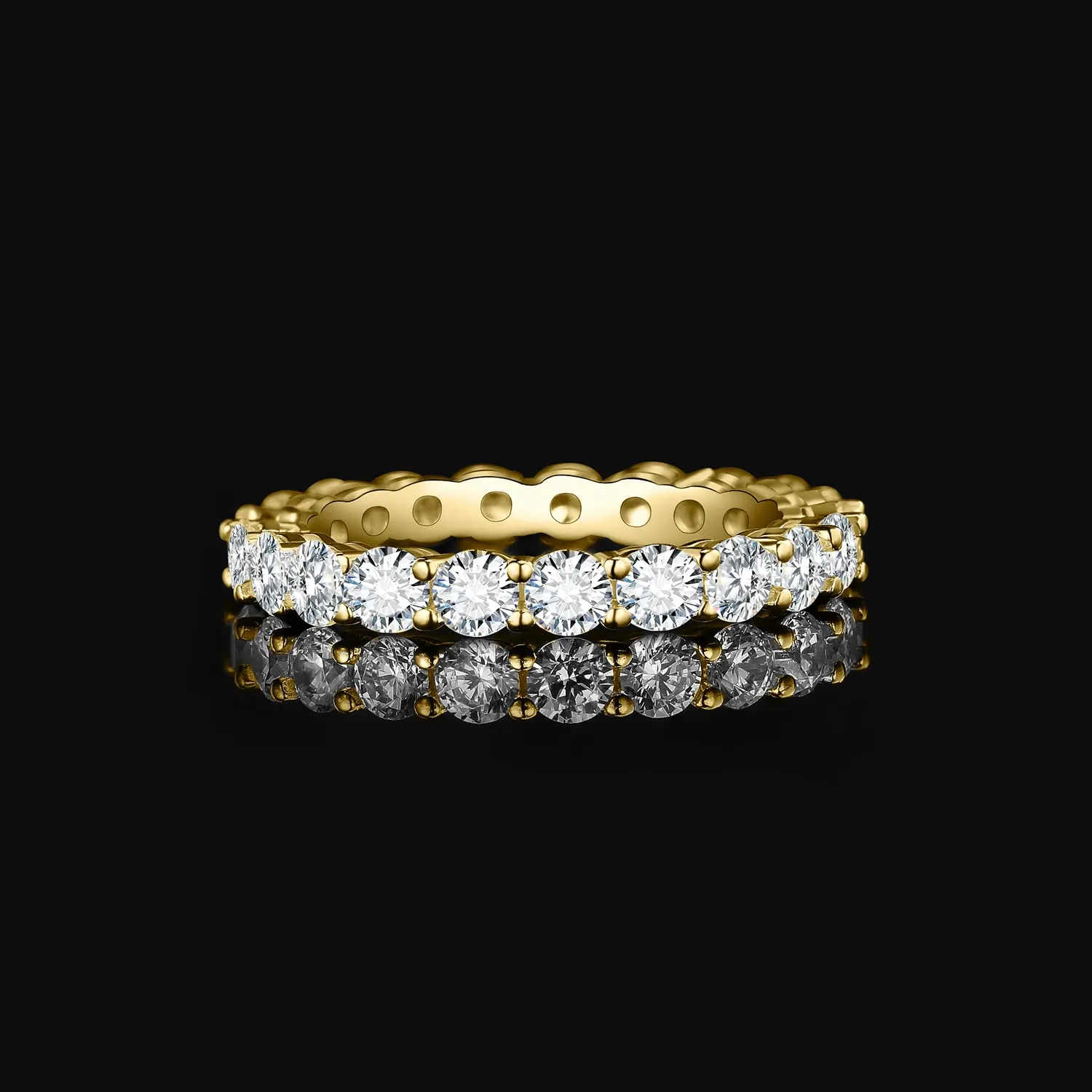 JewelryPalace Anello Eterno Donna in Oro Giallo 14K con Moissanite, Taglio Rotondo, Misura 9.5 - immagine 3