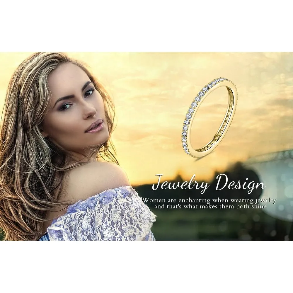 JewelryPalace Anello Eternity Donna placcato oro giallo 14K con Moissanite taglio rotondo, misura 10.5 - immagine 6