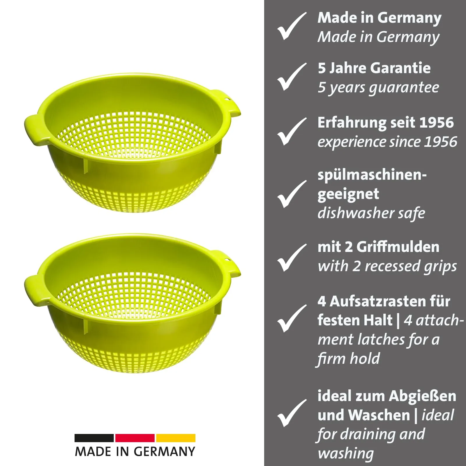 Westmark Colino, Set di 2 Colini in Plastica, ø 24 cm, Verde Mela - immagine 2