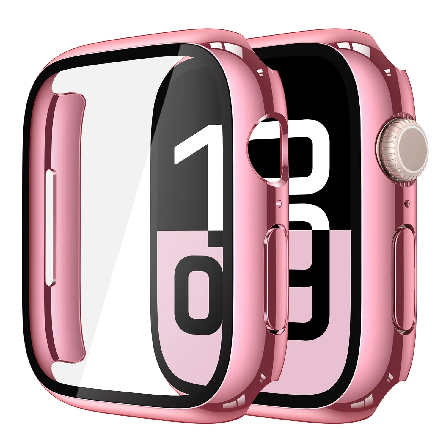 Misxi Cover Protezione con Vetro Temperato per Apple Watch Serie 11/10 46mm, 1 Rose Pink + 1 Trasparente - immagine 1