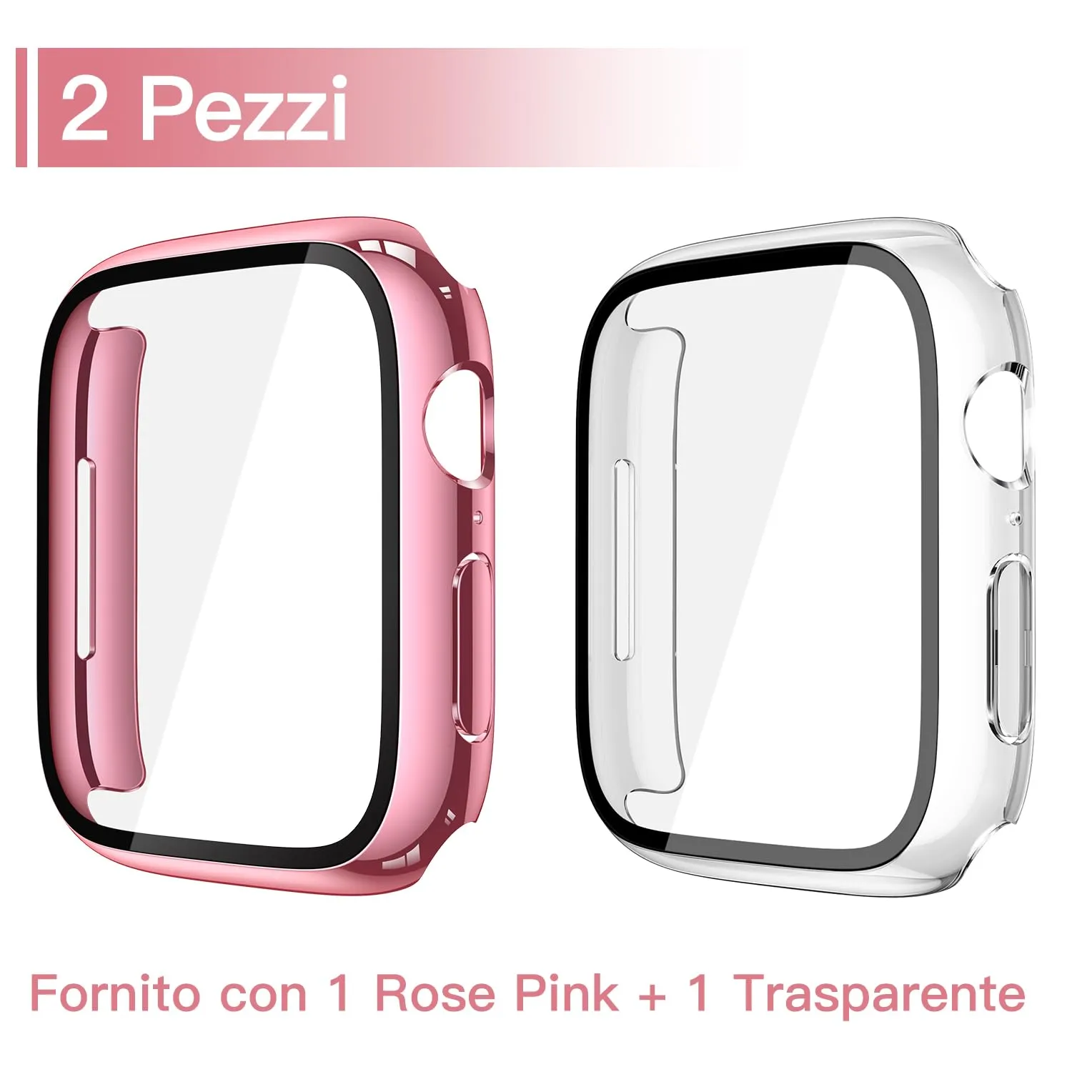 Misxi Cover Protezione con Vetro Temperato per Apple Watch Serie 11/10 46mm, 1 Rose Pink + 1 Trasparente - immagine 2