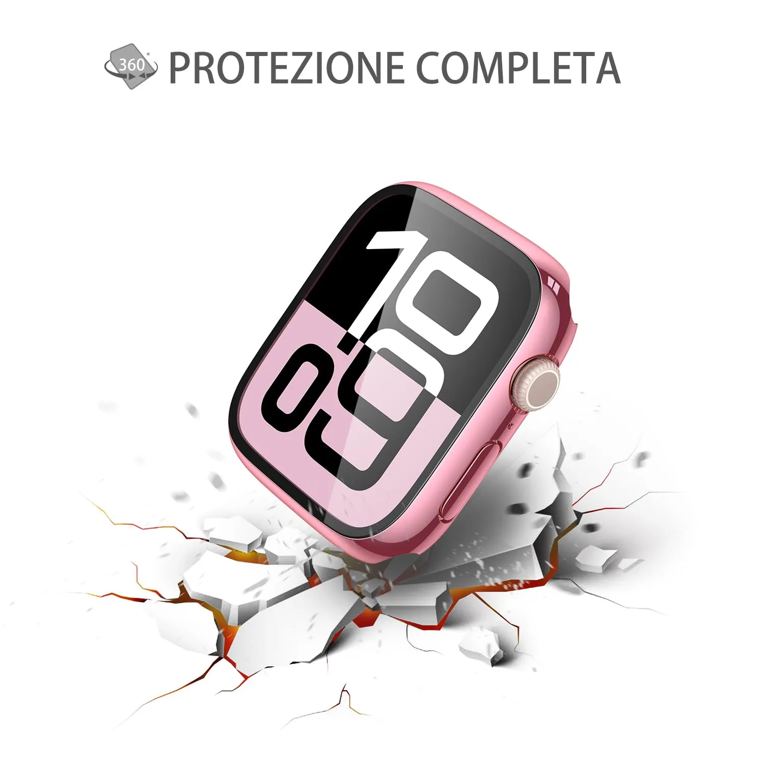 Misxi Cover Protezione con Vetro Temperato per Apple Watch Serie 11/10 46mm, 1 Rose Pink + 1 Trasparente - immagine 6
