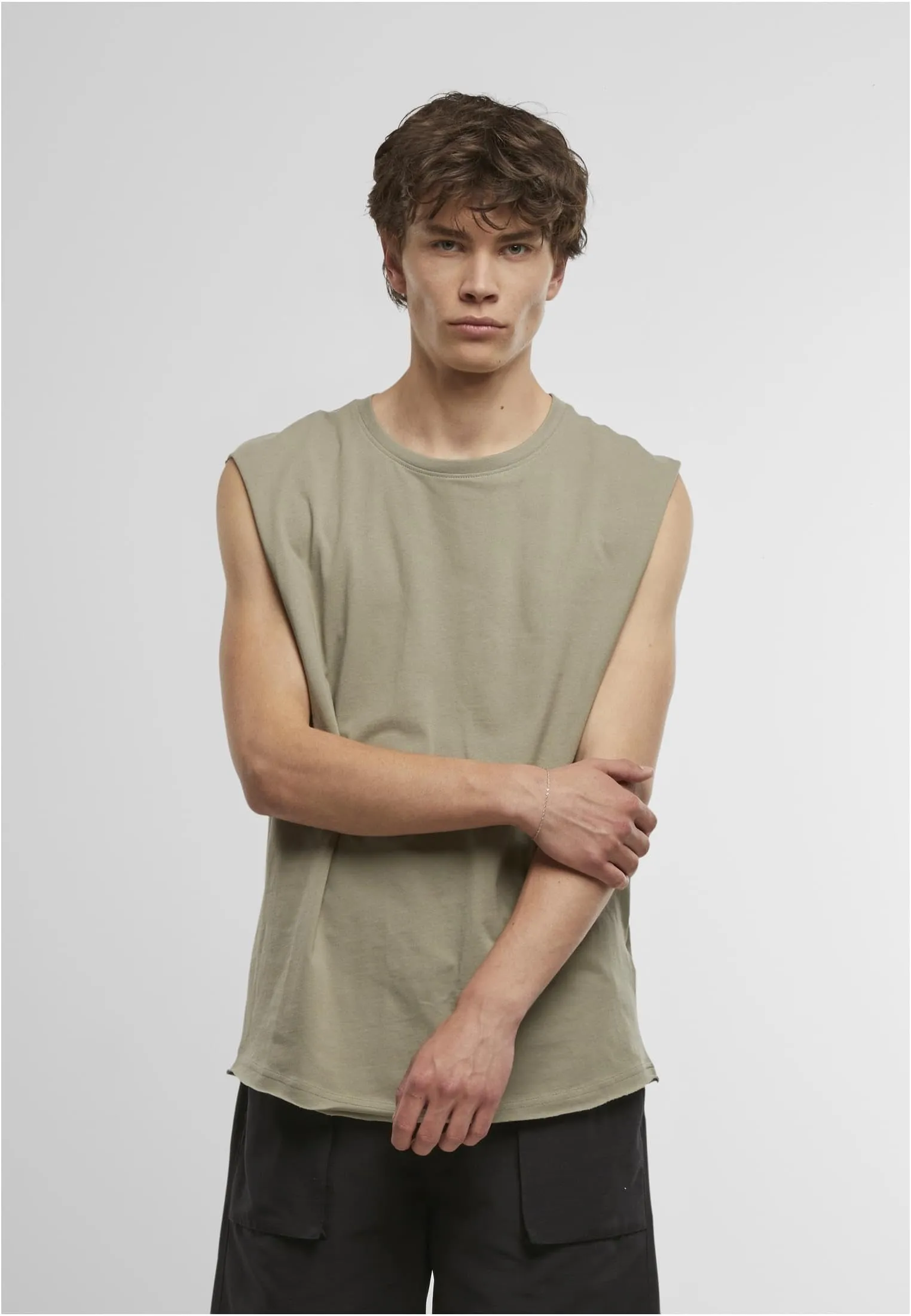Urban Classics Open Edge Sleeveless Tee, Paleolive, 5XL - immagine 3