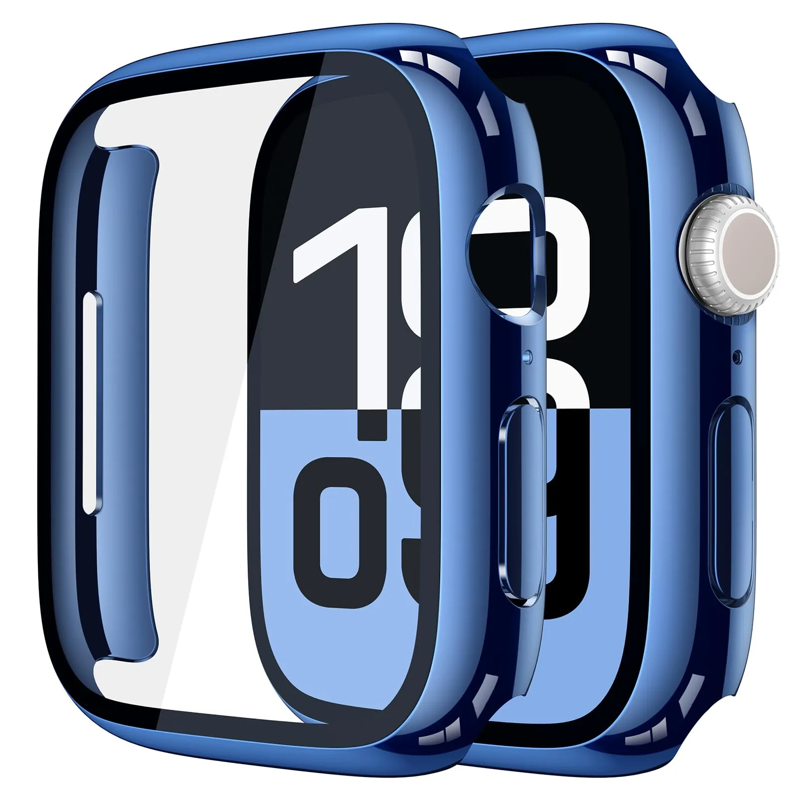 Misxi Cover Protezione con Vetro Temperato per Apple Watch Serie 11/10 42mm, 1 Blu + 1 Trasparente - immagine 1