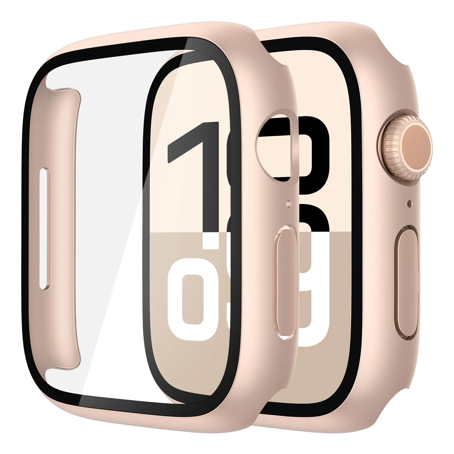 Misxi Cover Protezione con Vetro Temperato per Apple Watch Serie 11/10 42mm, 2 Pezzi (1 Oro Rosa, 1 Trasparente) - immagine 1