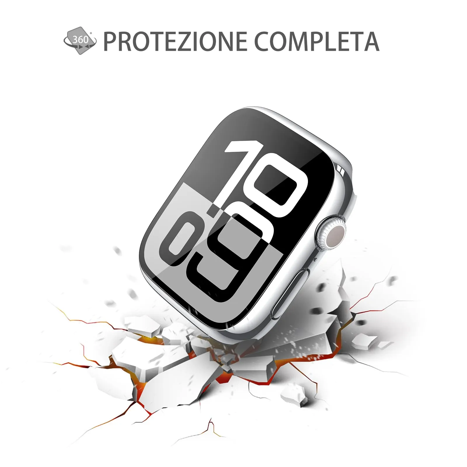 Misxi Cover Protezione con Vetro Temperato per Apple Watch Serie 11/10 46mm, 1 Argento + 1 Trasparente - immagine 6