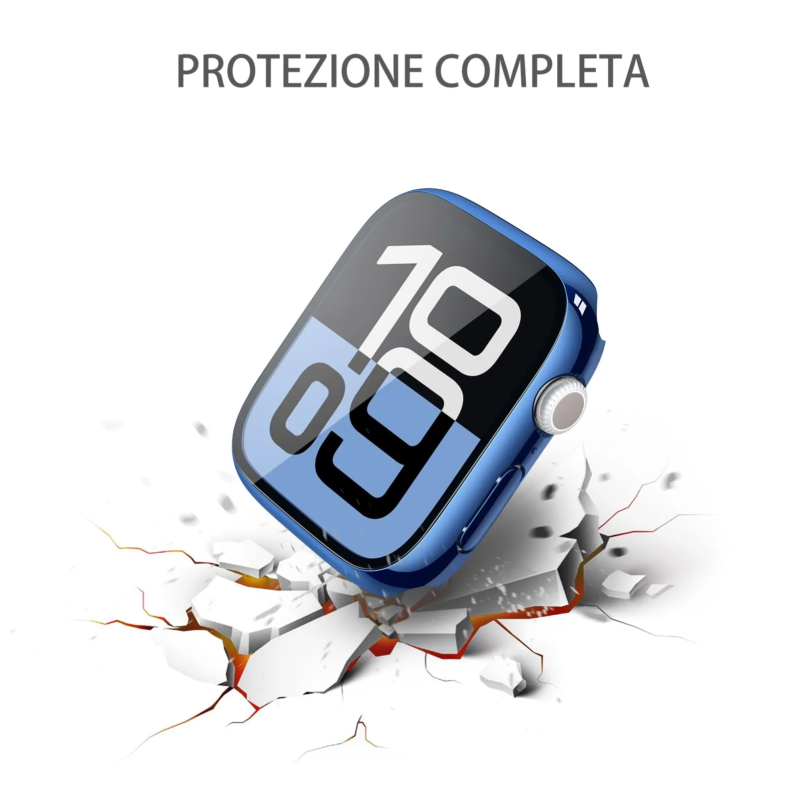 Misxi Cover Protezione con Vetro Temperato per Apple Watch Serie 11/10 46mm, 1 Blu + 1 Trasparente - immagine 6