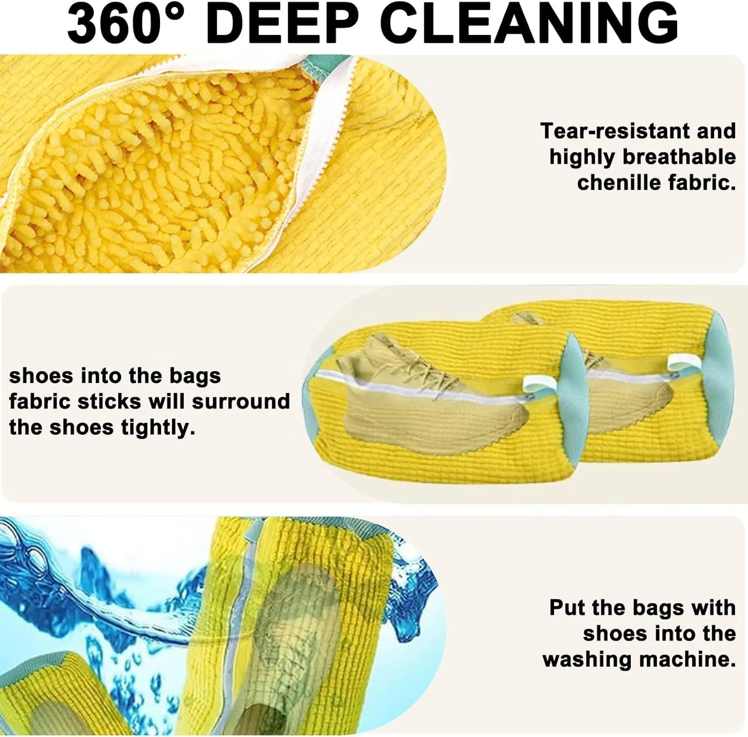 YTUGIL Sacchetti per Lavare Scarpe in Lavatrice con Microfibra, 2 Pezzi - immagine 2