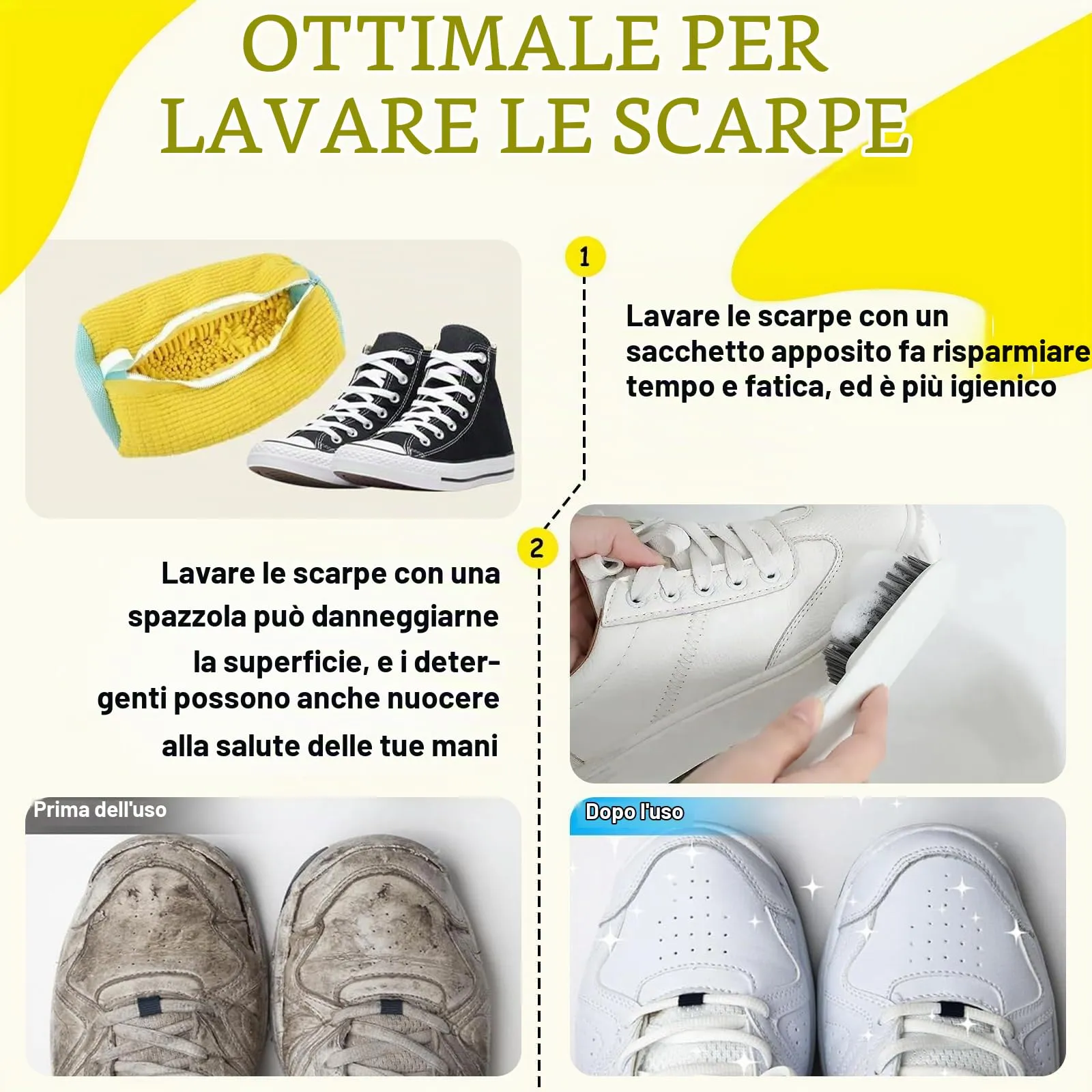 YTUGIL Sacchetti per Lavare Scarpe in Lavatrice con Microfibra, 2 Pezzi - immagine 4