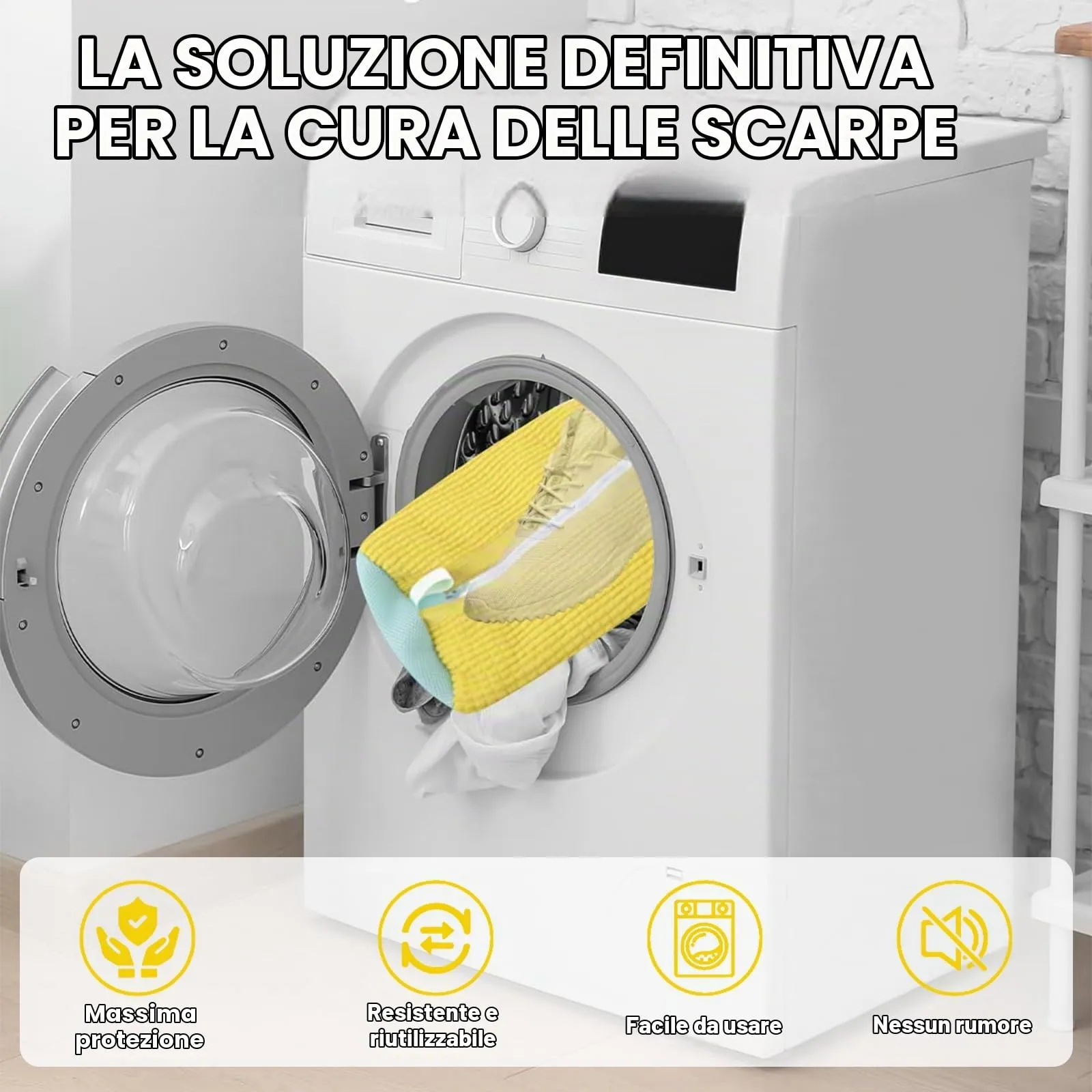 YTUGIL Sacchetti per Lavare Scarpe in Lavatrice con Microfibra, 2 Pezzi - immagine 5