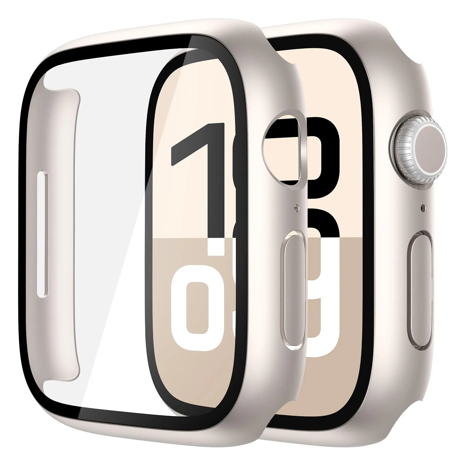Misxi Cover Protezione con Vetro Temperato per Apple Watch Series 11/10 42mm, Luce Stellare (2 Pezzi) - immagine 1